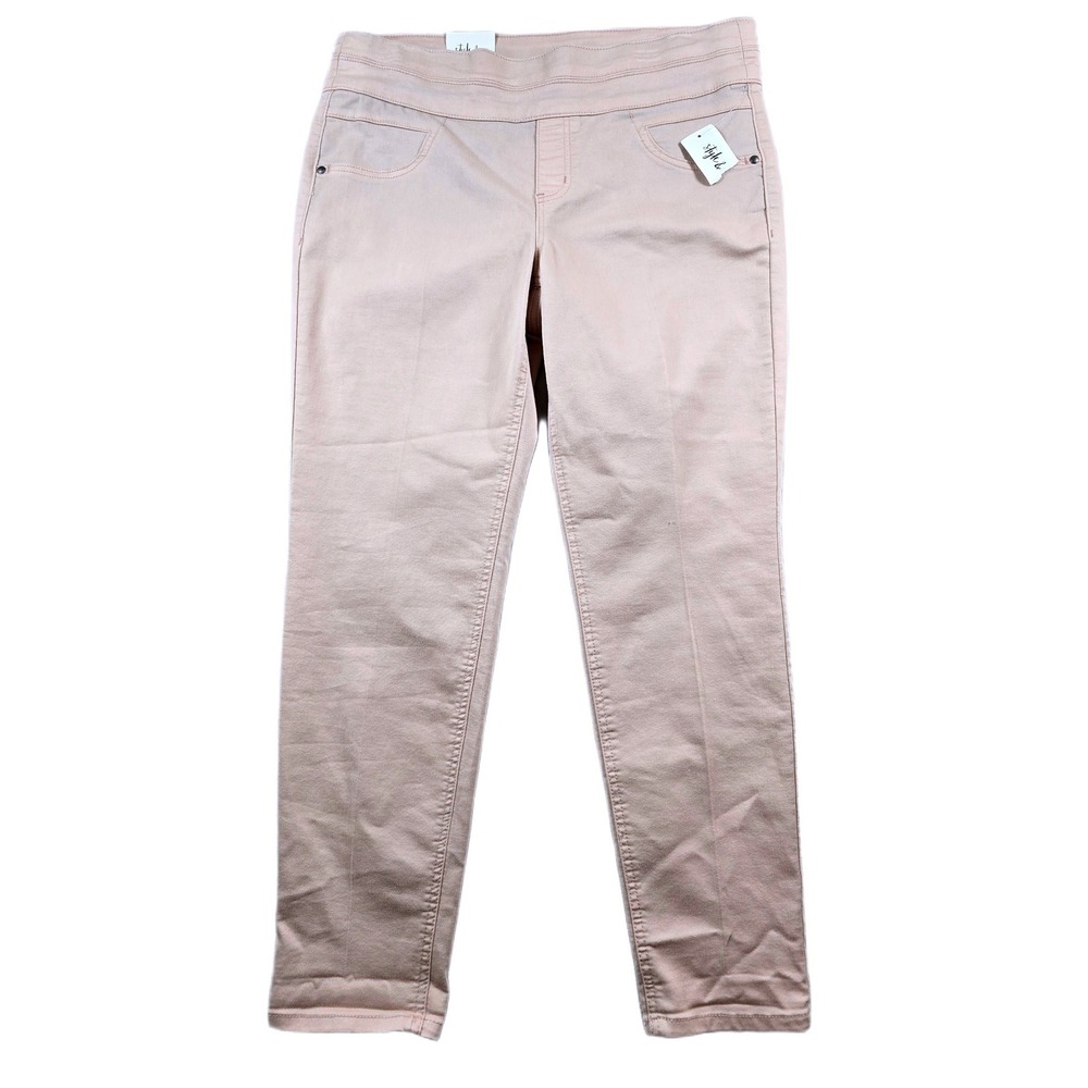 Style & Co Ankle Pant Womens 12 Pink Cotton Blend Tummy Control NEW